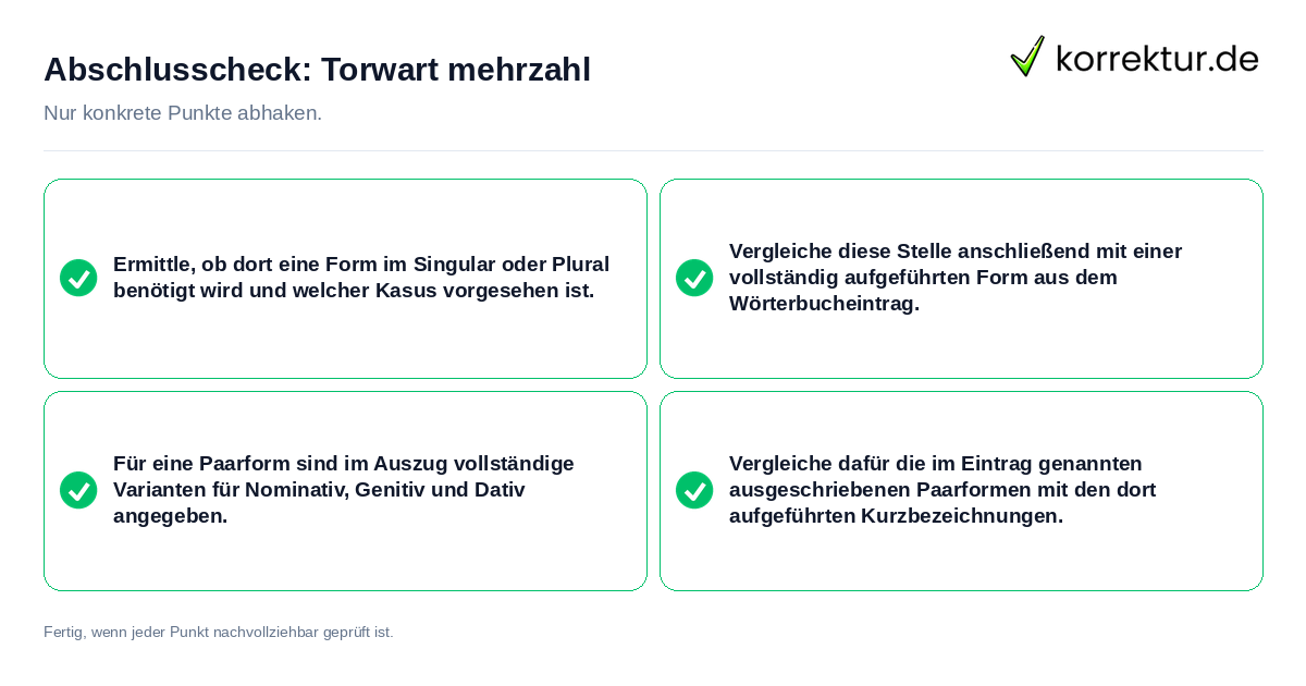 Konkreter Abschlusscheck zu Torwart mehrzahl