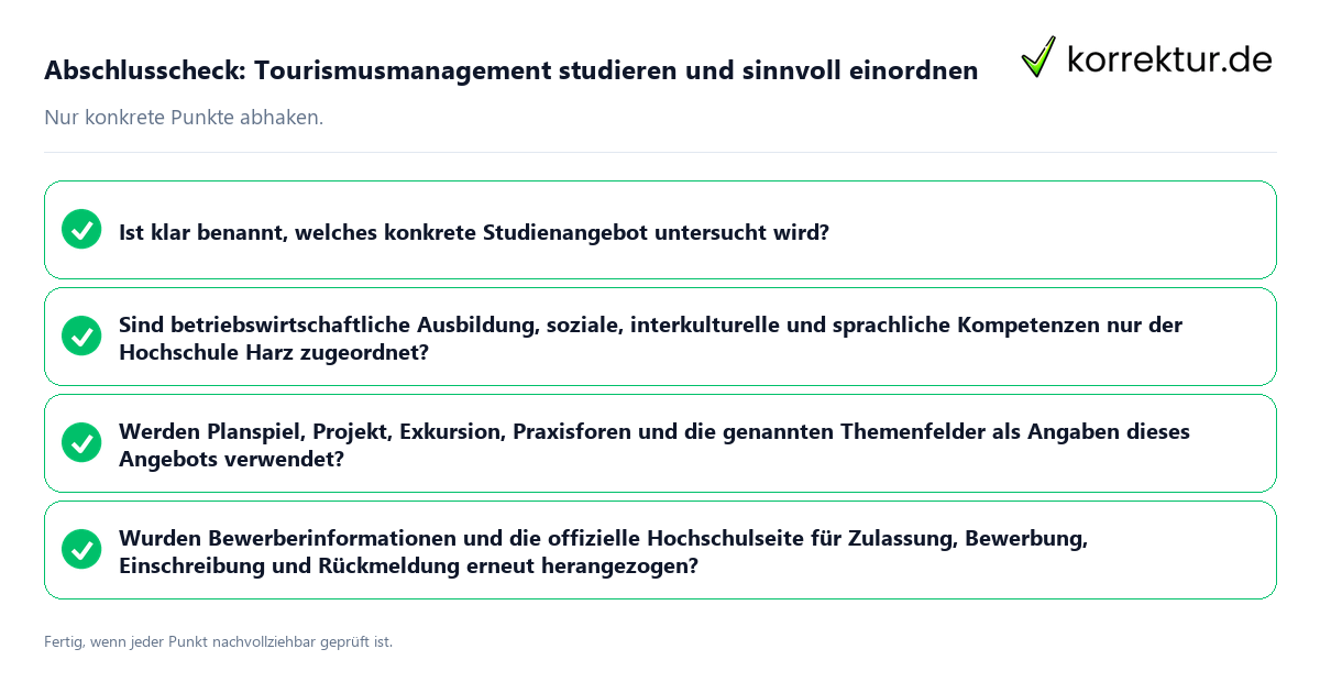 Konkreter Abschlusscheck zu Tourismusmanagement studieren und sinnvoll einordnen