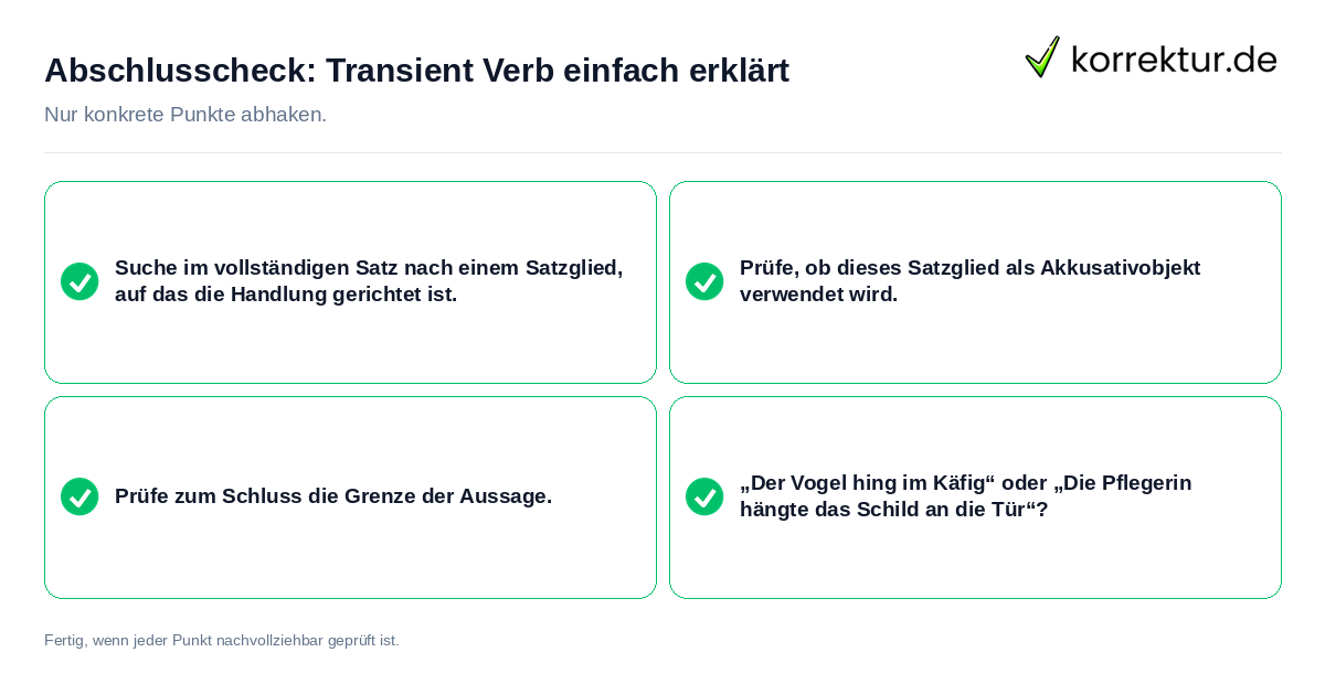 Konkreter Abschlusscheck zu Transient Verb einfach erklärt