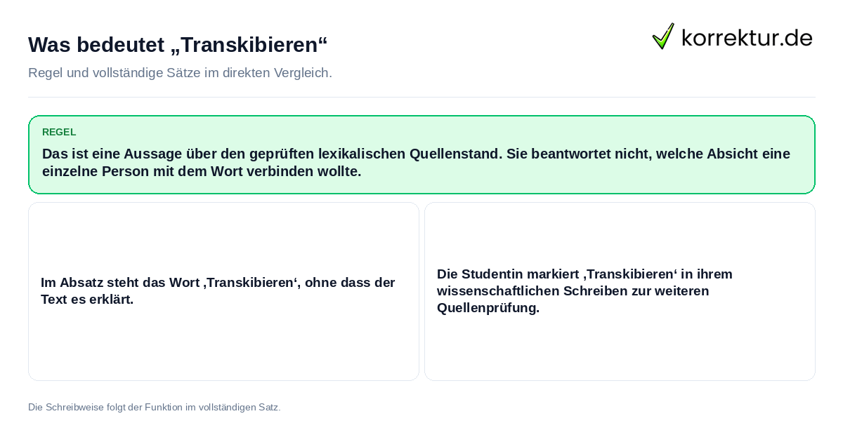 Konkrete Regel und vollständige Beispielsätze zu Was bedeutet „Transkibieren“