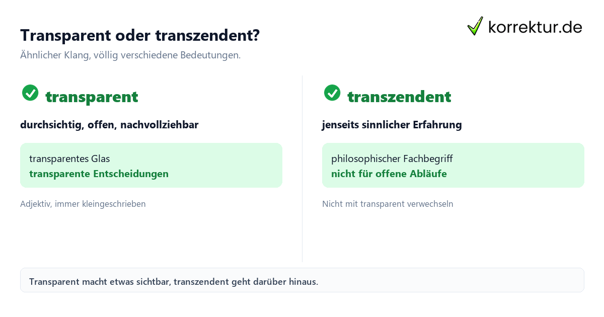 Transparent oder transzendent? transparent Bedeutung im Vergleich zu transzendent