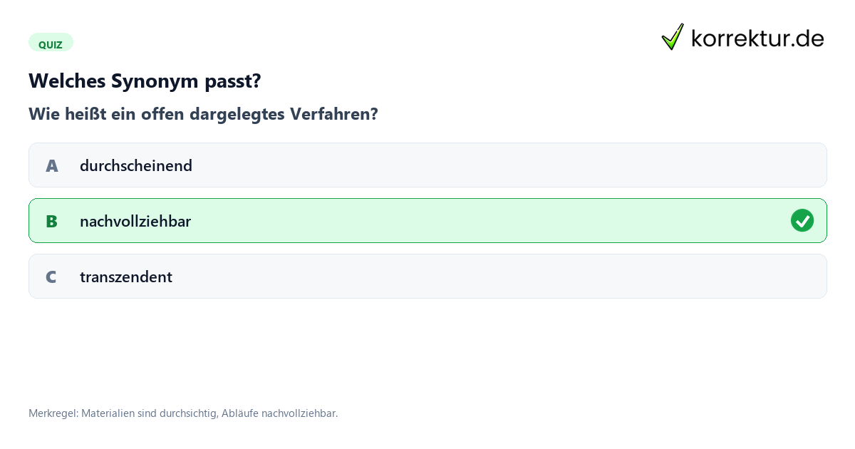 transparent Bedeutung Quiz zu Synonymen und Verwendung