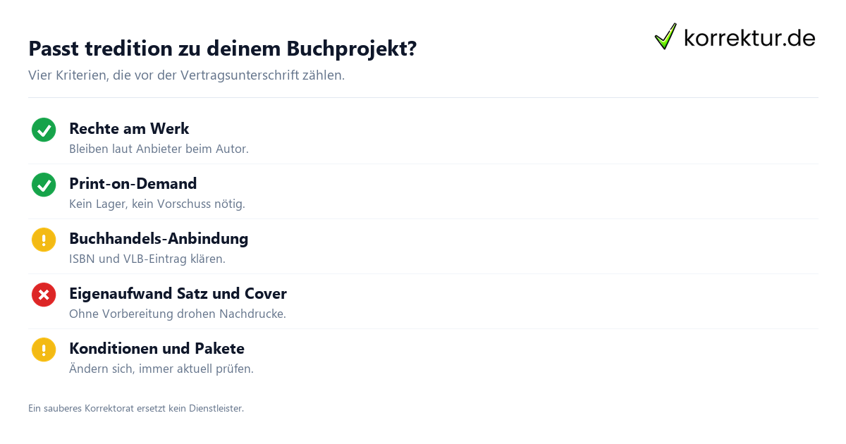 Passt tredition zu deinem Buchprojekt? tredition Self-Publishing: Checkliste für Autoren vor der Veröffentlichung