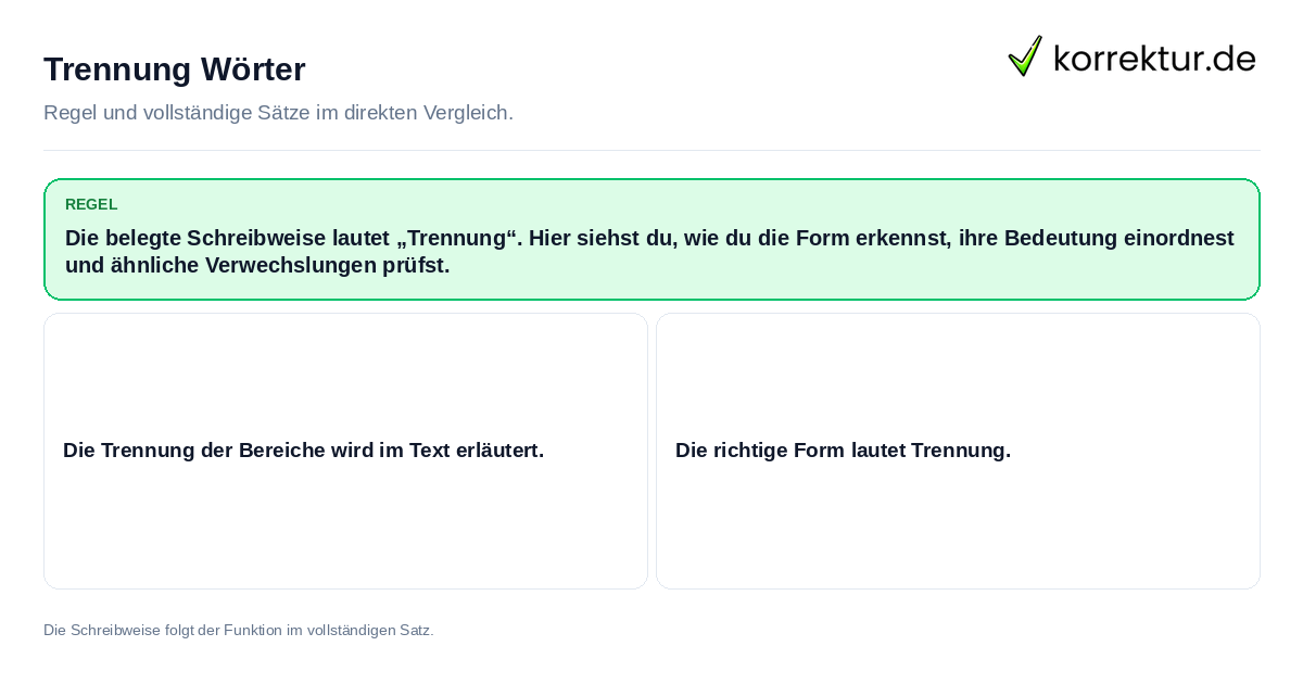 Trennung Wörter Konkrete Regel und vollständige Beispielsätze zu Trennung Wörter