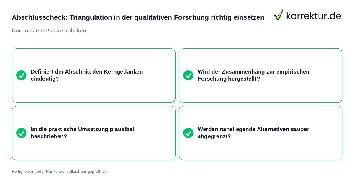 Abschlusscheck: Triangulation in der qualitativen Forschung richtig einsetzen Konkreter Abschlusscheck zu Triangulation in der qualitativen Forschung richtig einsetzen