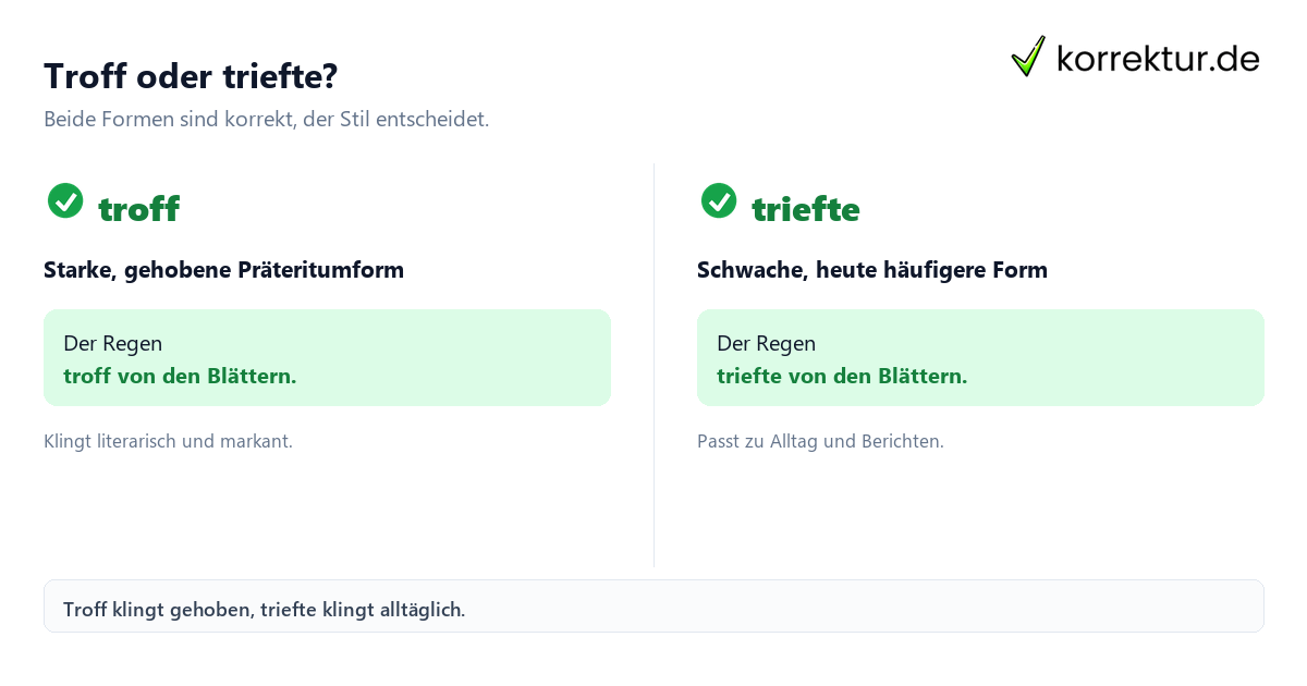 Troff oder triefte, beide Präteritumformen im Vergleich