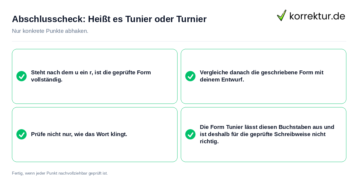 Konkreter Abschlusscheck zu Heißt es Tunier oder Turnier