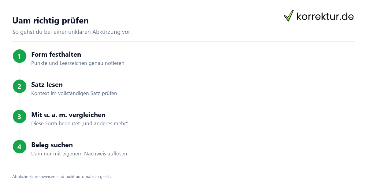 Uam richtig prüfen Was bedeutet Uam als Abkürzung? Schreibweise prüfen