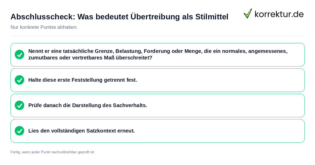 Abschlusscheck: Was bedeutet Übertreibung als Stilmittel Konkreter Abschlusscheck zu Was bedeutet Übertreibung als Stilmittel