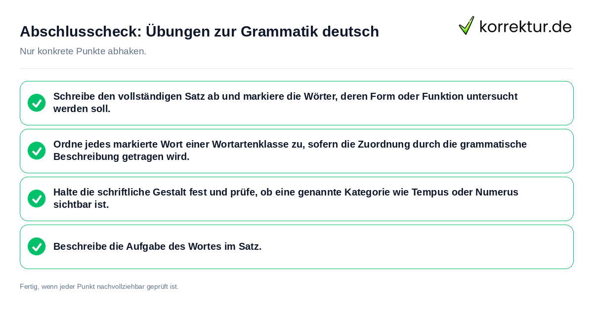 Abschlusscheck: Übungen zur Grammatik deutsch Konkreter Abschlusscheck zu Übungen zur Grammatik deutsch