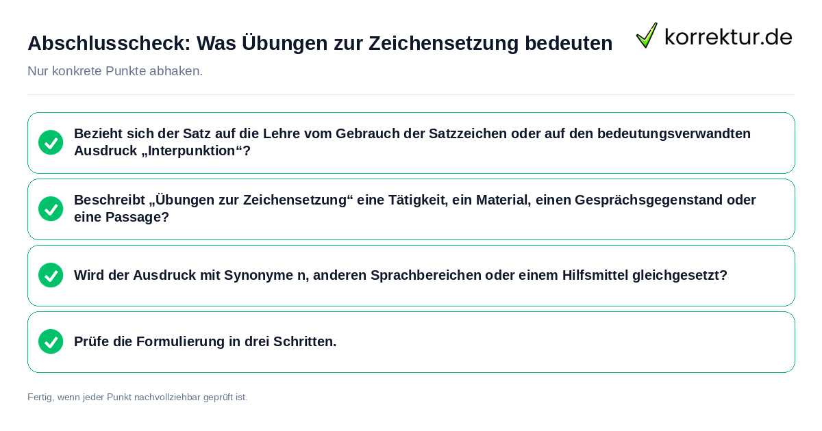 Konkreter Abschlusscheck zu Was Übungen zur Zeichensetzung bedeuten