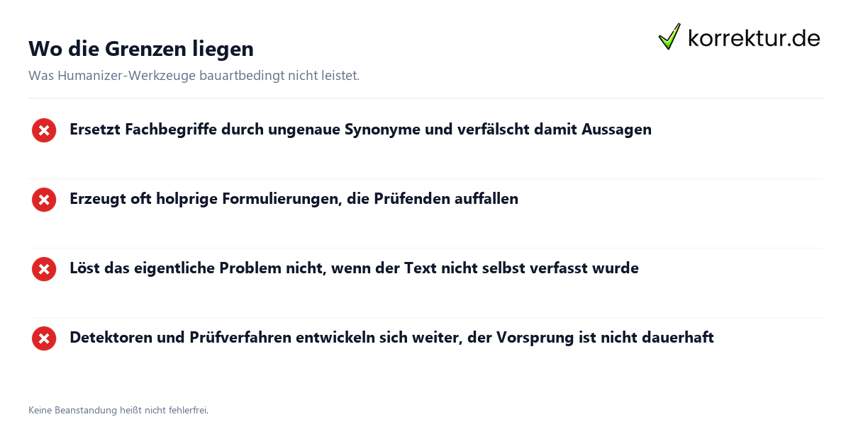 Wo die Grenzen liegen Undetectable AI und Humanizer im kritischen Test: Grenzen im Überblick