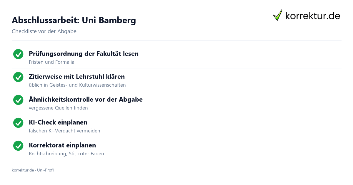 Abschlussarbeit Uni Bamberg: Formalia, Zitierweise und Ähnlichkeitskontrolle vor der Abgabe