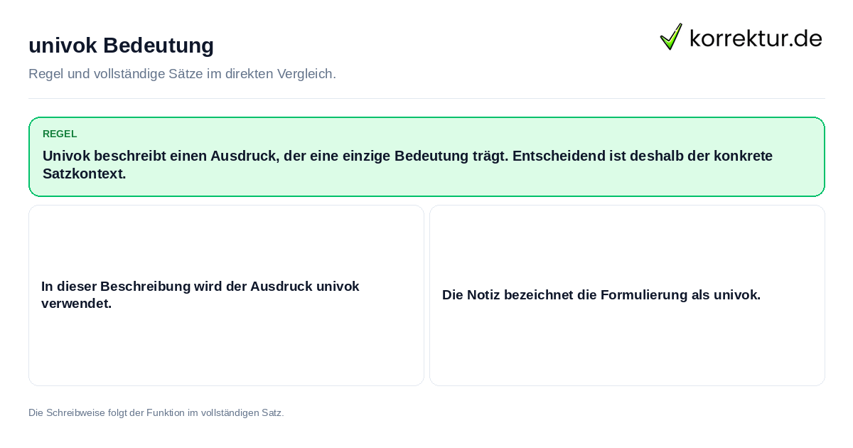 Konkrete Regel und vollständige Beispielsätze zu univok Bedeutung