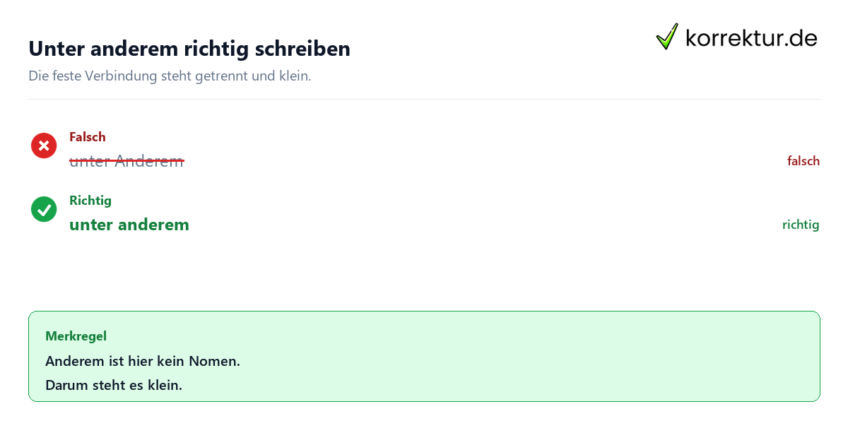 Unter anderem groß oder klein: richtige Schreibweise
