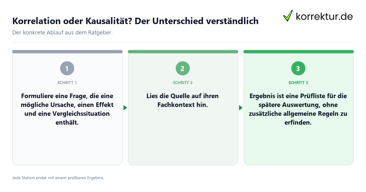 Konkrete Schritte zu Korrelation oder Kausalität? Der Unterschied verständlich