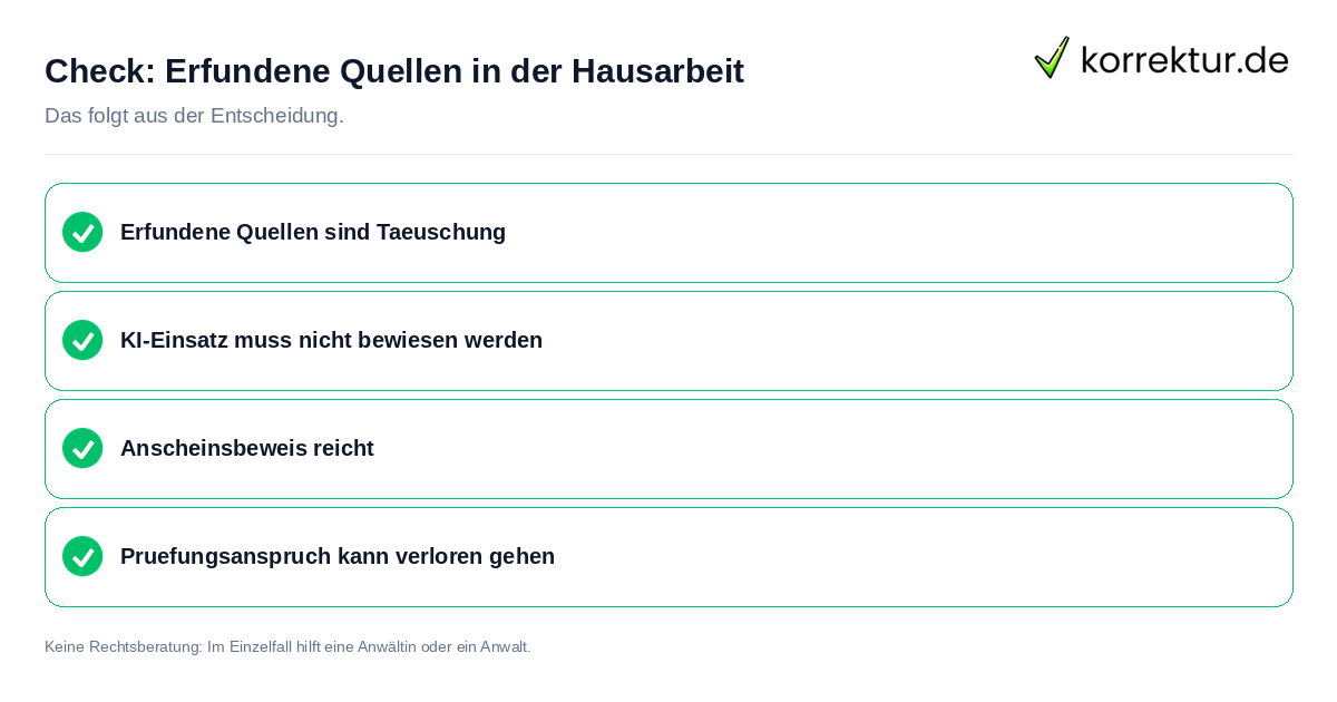 Erfundene Quellen in der Hausarbeit: Prüfliste mit vier Punkten