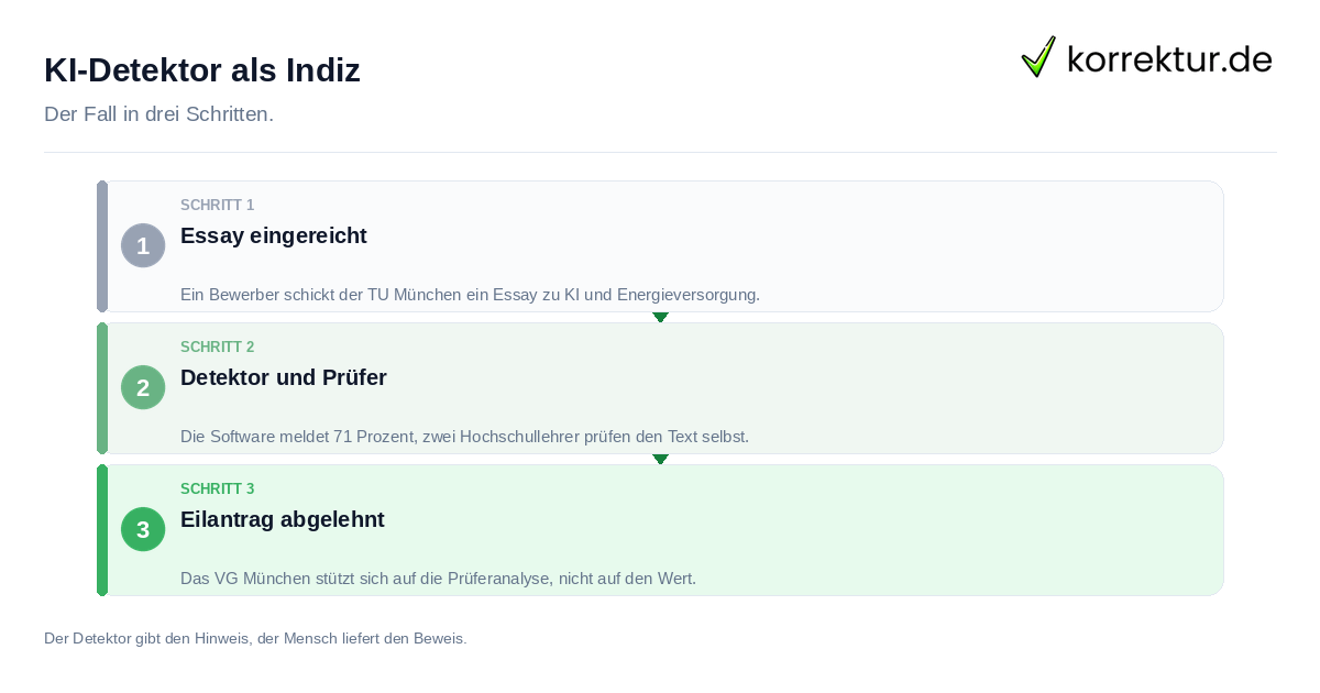 KI-Detektor als Indiz KI-Detektor als Indiz: der Fall in drei Schritten