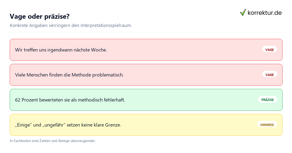Vage oder präzise? Vage Bedeutung: Beispiele für unklare und präzise Aussagen