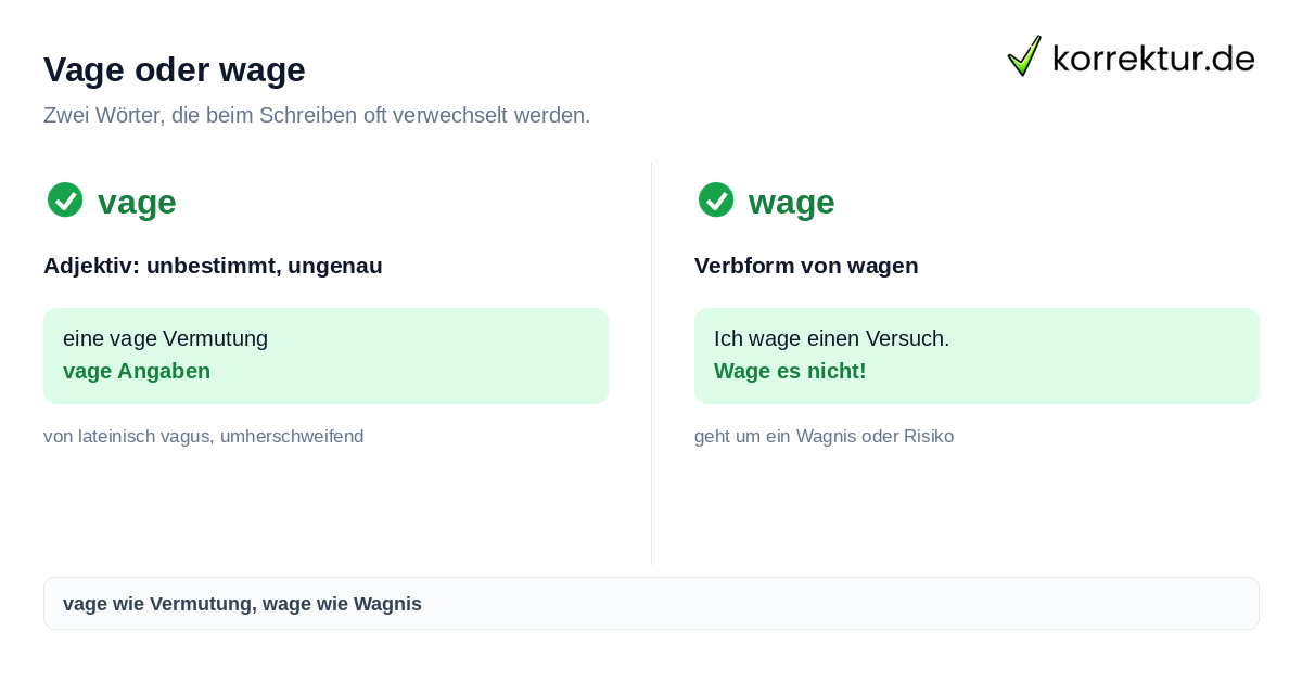 Vage oder wage: Unterschied bei unbestimmt und wagen