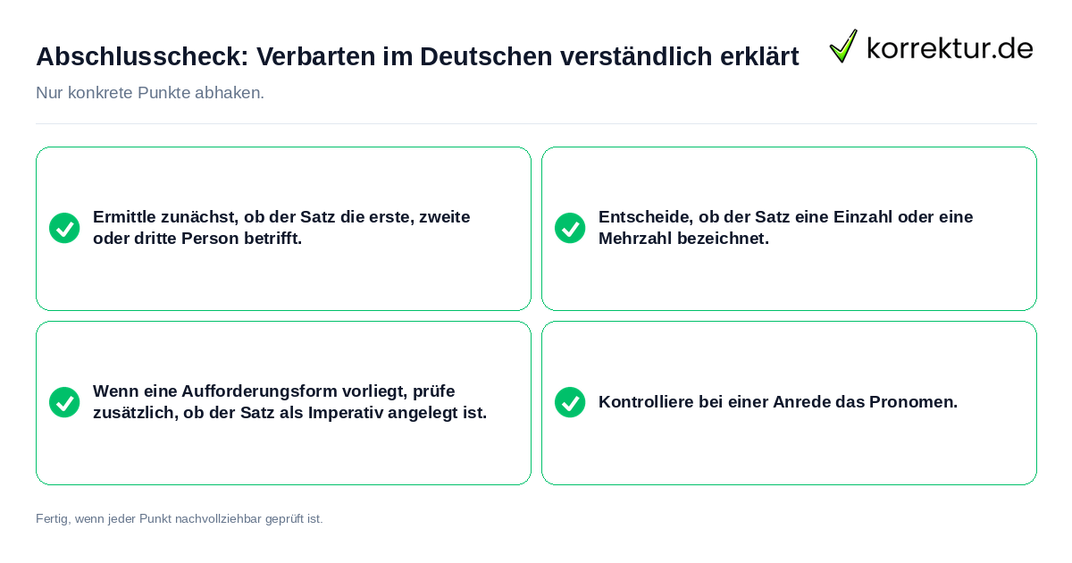 Konkreter Abschlusscheck zu Verbarten im Deutschen verständlich erklärt