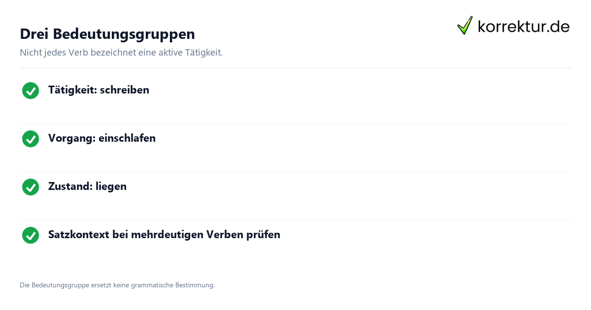 Verben: Tätigkeit, Vorgang und Zustand