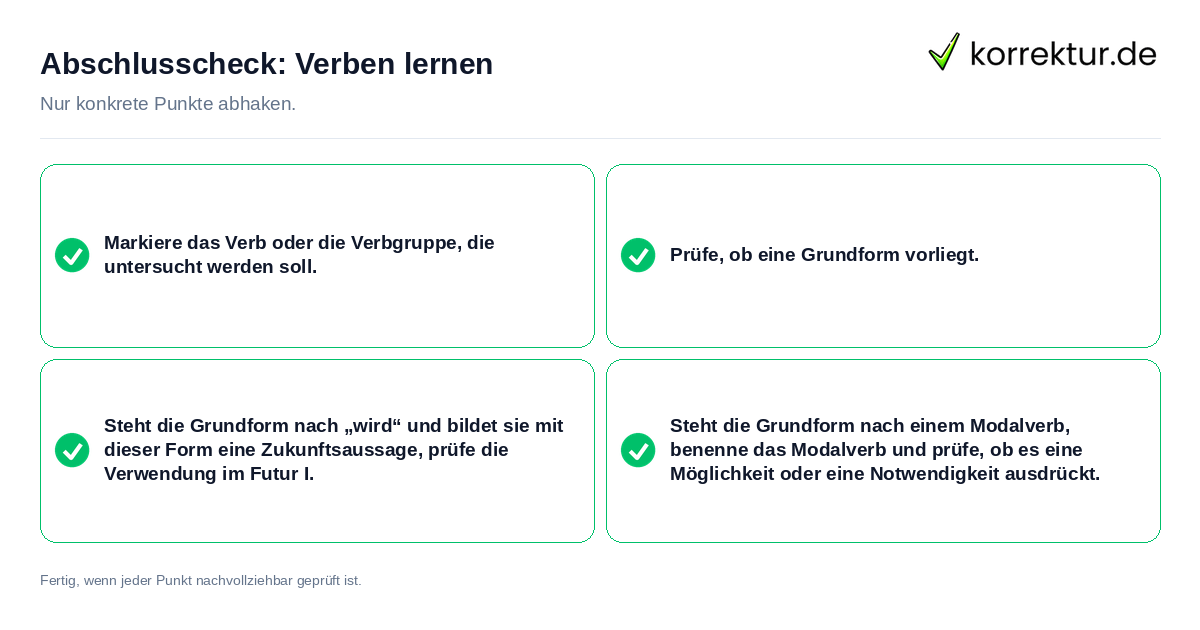 Konkreter Abschlusscheck zu Verben lernen