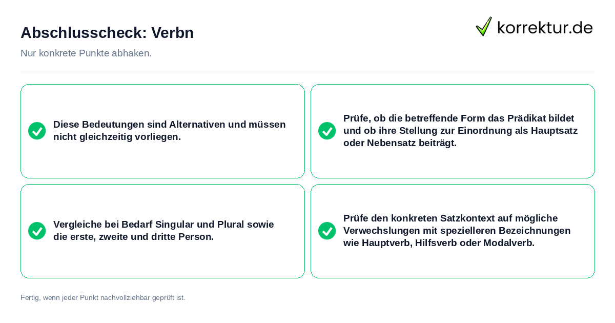 Konkreter Abschlusscheck zu Verbn