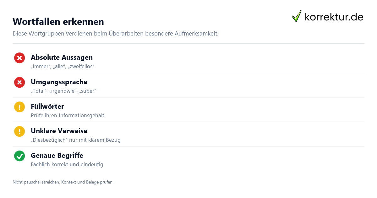 Ungeeignete Wörter in wissenschaftlichen Arbeiten erkennen Ungeeignete Wörter in wissenschaftlichen Arbeiten erkennen: Überblick