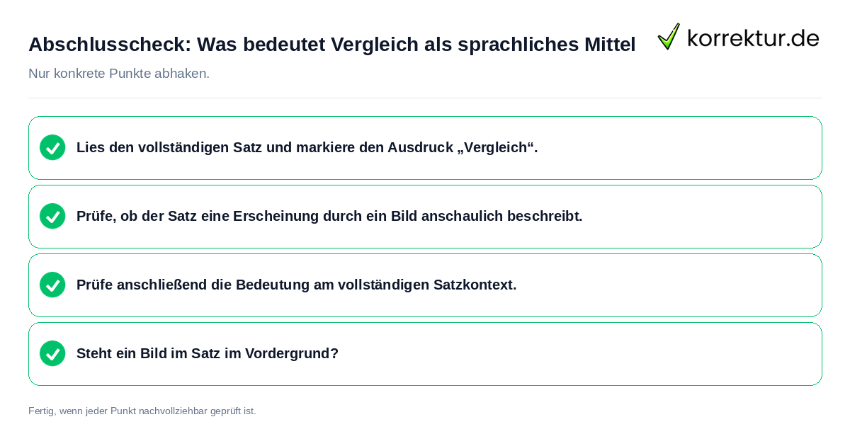 Abschlusscheck: Was bedeutet Vergleich als sprachliches Mittel Konkreter Abschlusscheck zu Was bedeutet Vergleich als sprachliches Mittel