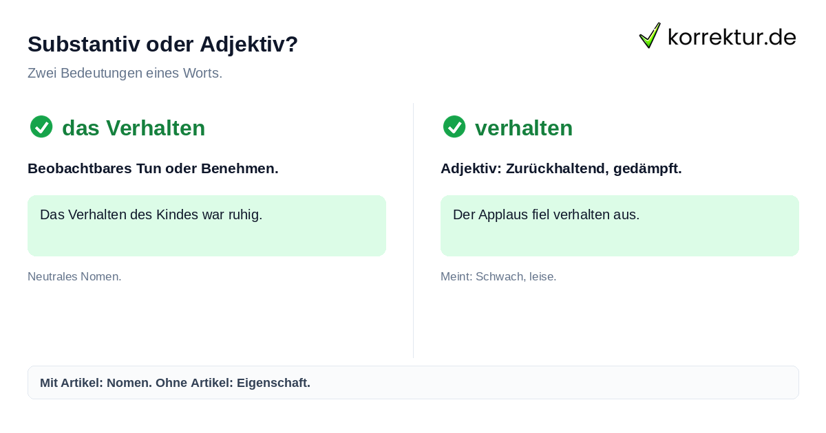 Substantiv oder Adjektiv? Synonym Vergleich Verhalten: Substantiv vs. Adjektiv Bedeutung
