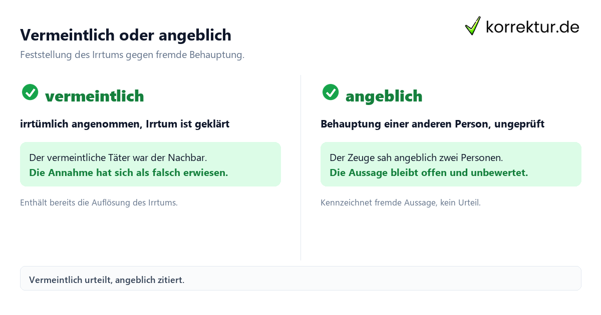 Vermeintlich Bedeutung Vermeintlich Bedeutung