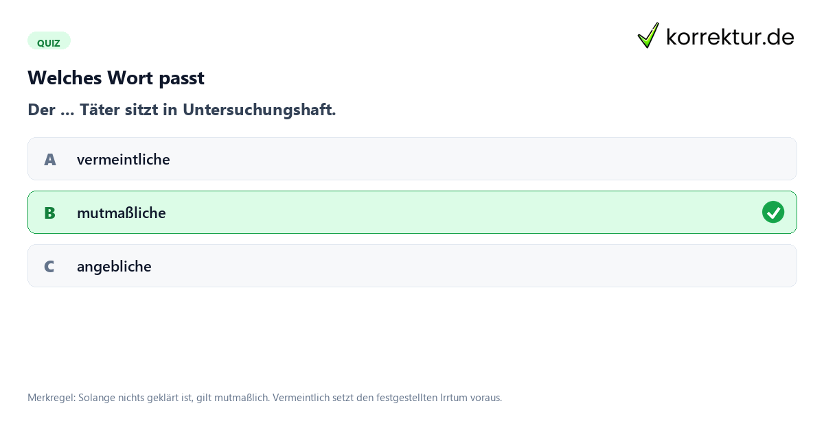 Vermeintlich Bedeutung Vermeintlich Bedeutung