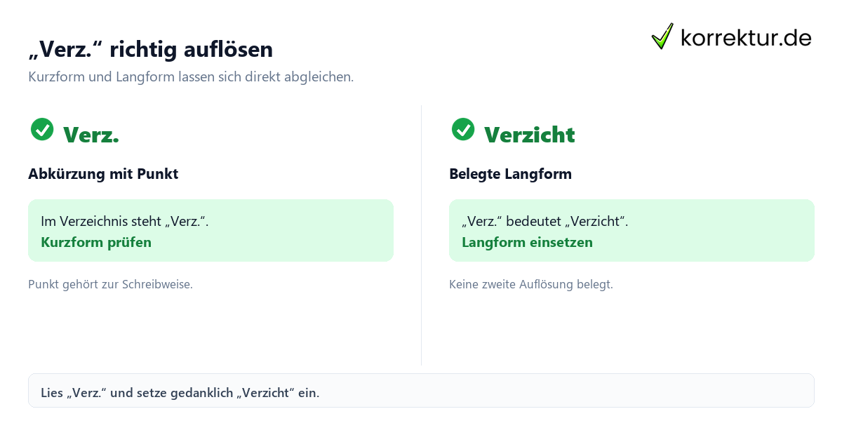 „Verz.“ richtig auflösen Verzicht: Abkürzung und Bedeutung im Kontext, Verz. und Verzicht vergleichen