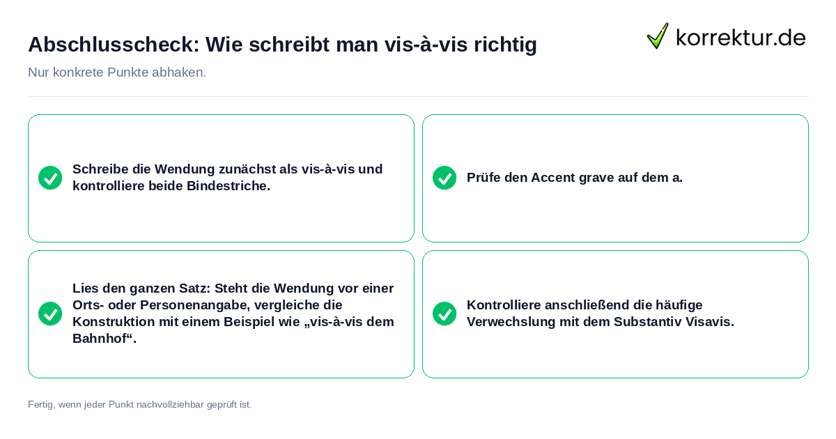 Abschlusscheck: Wie schreibt man vis-à-vis richtig Konkreter Abschlusscheck zu Wie schreibt man vis-à-vis richtig