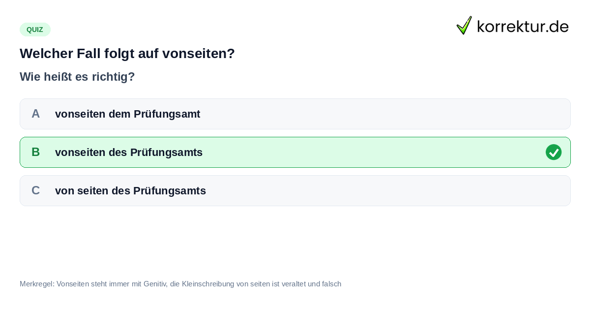 Welcher Fall folgt auf vonseiten? Vonseiten mit Genitiv richtig verwenden