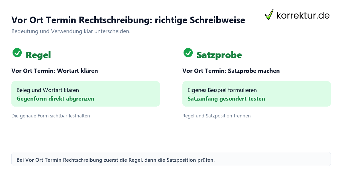 Vor Ort Termin Rechtschreibung: richtige Schreibweise