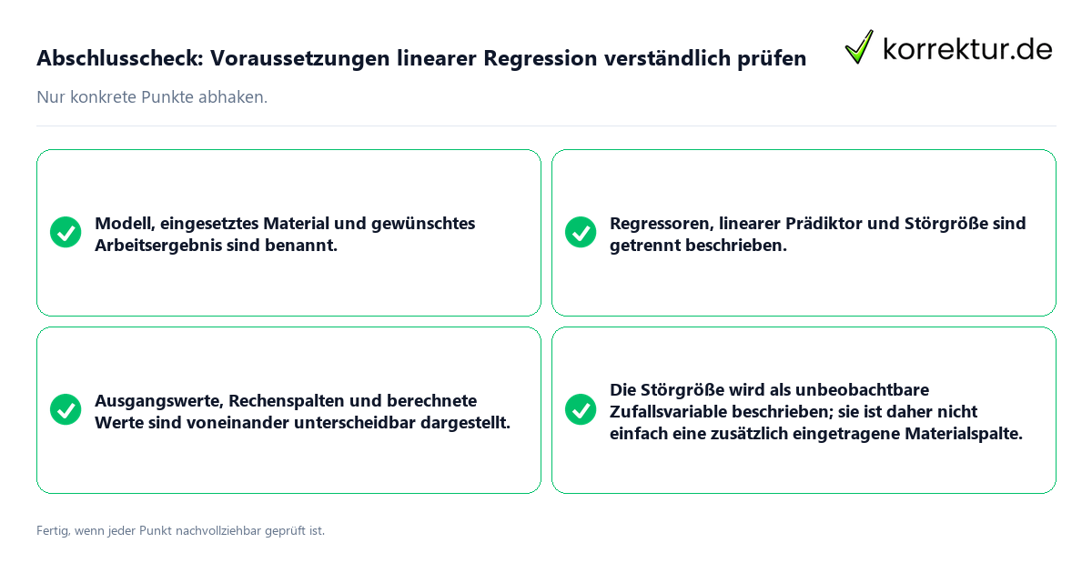 Abschlusscheck: Voraussetzungen linearer Regression verständlich prüfen Konkreter Abschlusscheck zu Voraussetzungen linearer Regression verständlich prüfen