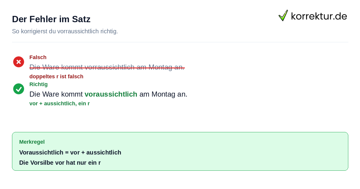 Der Fehler im Satz Rotstift-Korrektur zu voraussichtlich oder vorraussichtlich