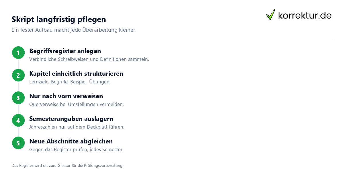 Skript langfristig pflegen Vorlesungsskript erstellen und über Semester pflegen mit Begriffsregister