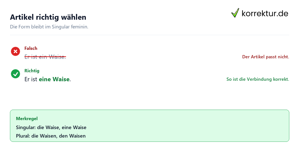 Waise gendergerecht und grammatisch richtig verwenden: Satzbeispiel