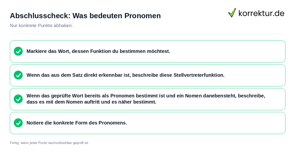 Konkreter Abschlusscheck zu Was bedeuten Pronomen