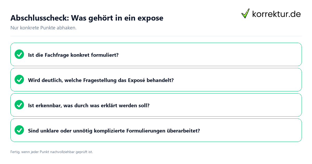 Abschlusscheck: Was gehört in ein expose Konkreter Abschlusscheck zu Was gehört in ein expose