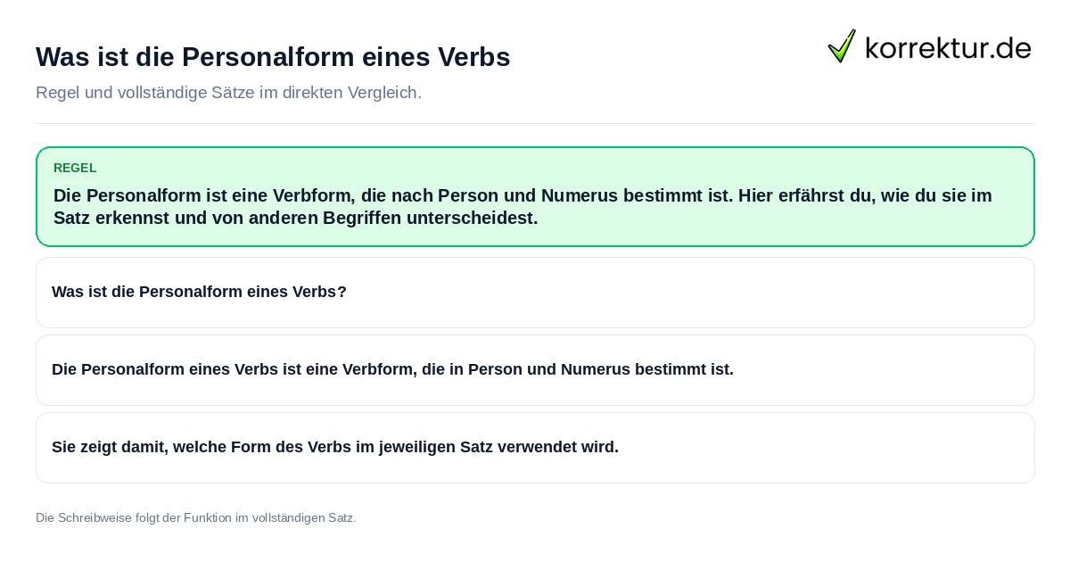 Was ist die Personalform eines Verbs Konkrete Regel und vollständige Beispielsätze zu Was ist die Personalform eines Verbs