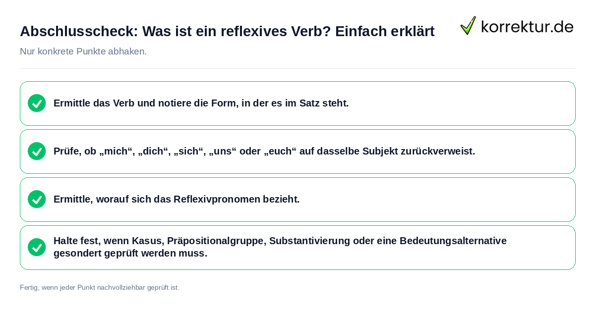 Konkreter Abschlusscheck zu Was ist ein reflexives Verb? Einfach erklärt