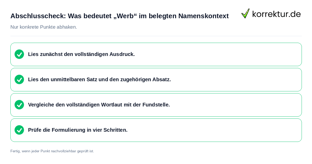 Konkreter Abschlusscheck zu Was bedeutet „Werb“ im belegten Namenskontext