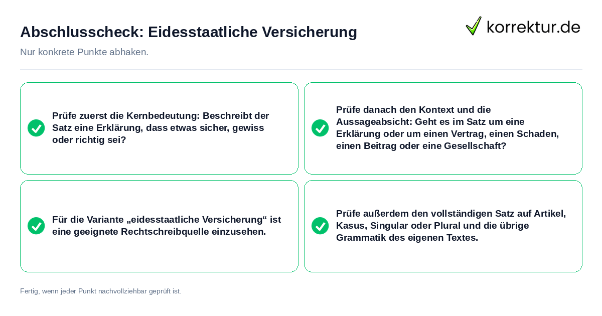 Konkreter Abschlusscheck zu Eidesstaatliche Versicherung