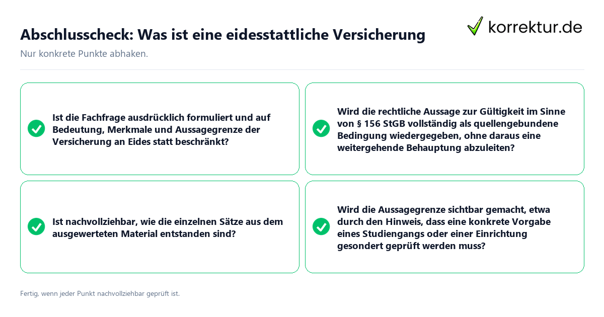 Abschlusscheck: Was ist eine eidesstattliche Versicherung Konkreter Abschlusscheck zu Was ist eine eidesstattliche Versicherung