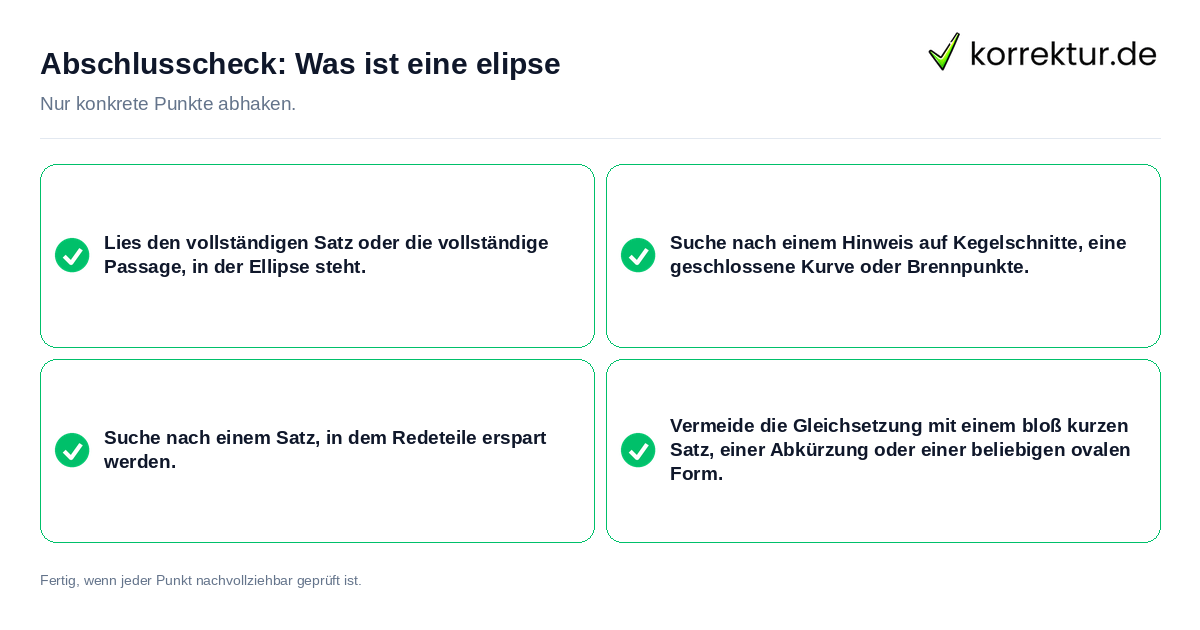 Konkreter Abschlusscheck zu Was ist eine elipse