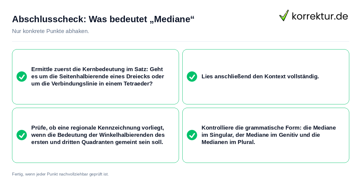 Konkreter Abschlusscheck zu Was bedeutet „Mediane“